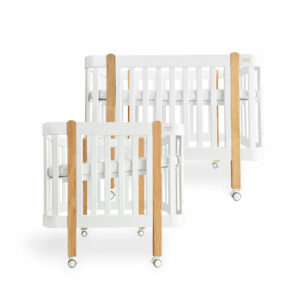 Detská antirefluxná rastúca postieľka Nika Duo - biela s drevenými nožičkami