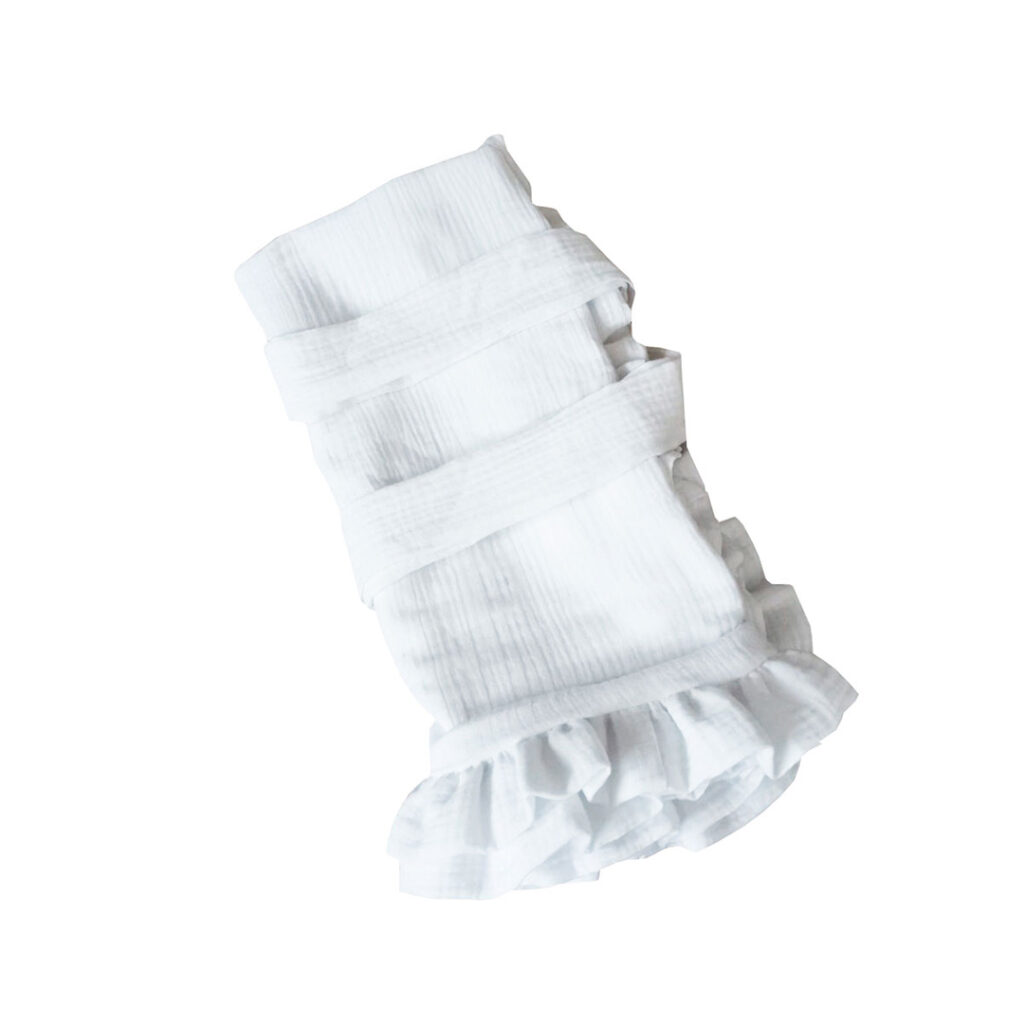 Mušelínový návlek s volánom pre perinku 80 × 80 cm - biely - VÝPREDAJ