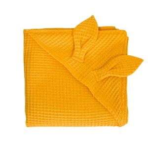 Detská osuška s kapucňou s uškami - horčicová - VÝPREDAJ