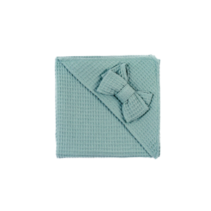 Detská osuška s kapucňou a mašličkou - starozelená - VÝPREDAJ