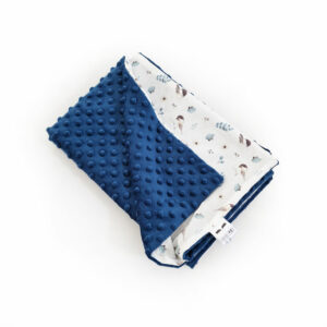 Detská plyšová deka - oceľovo modrá/vtáčiky - VÝPREDAJ