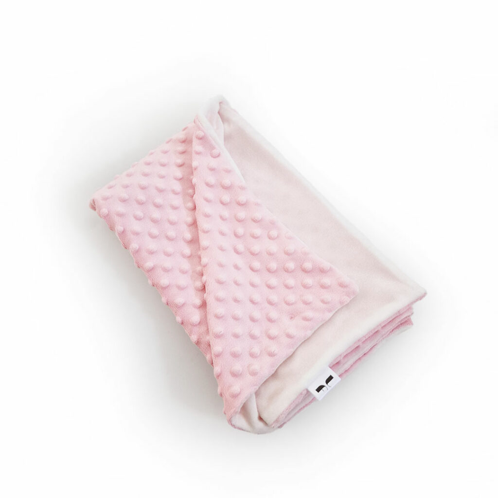 Detská plyšová deka - púdrová/biela - VÝPREDAJ