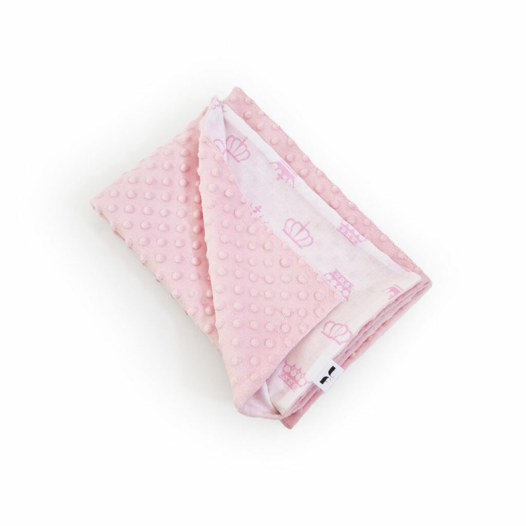 Detská plyšová deka - púdrová/ružové korunky - VÝPREDAJ