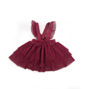 Tylové detské šaty Bella - bordová, 6 - 12 mesiacov - VÝPREDAJ