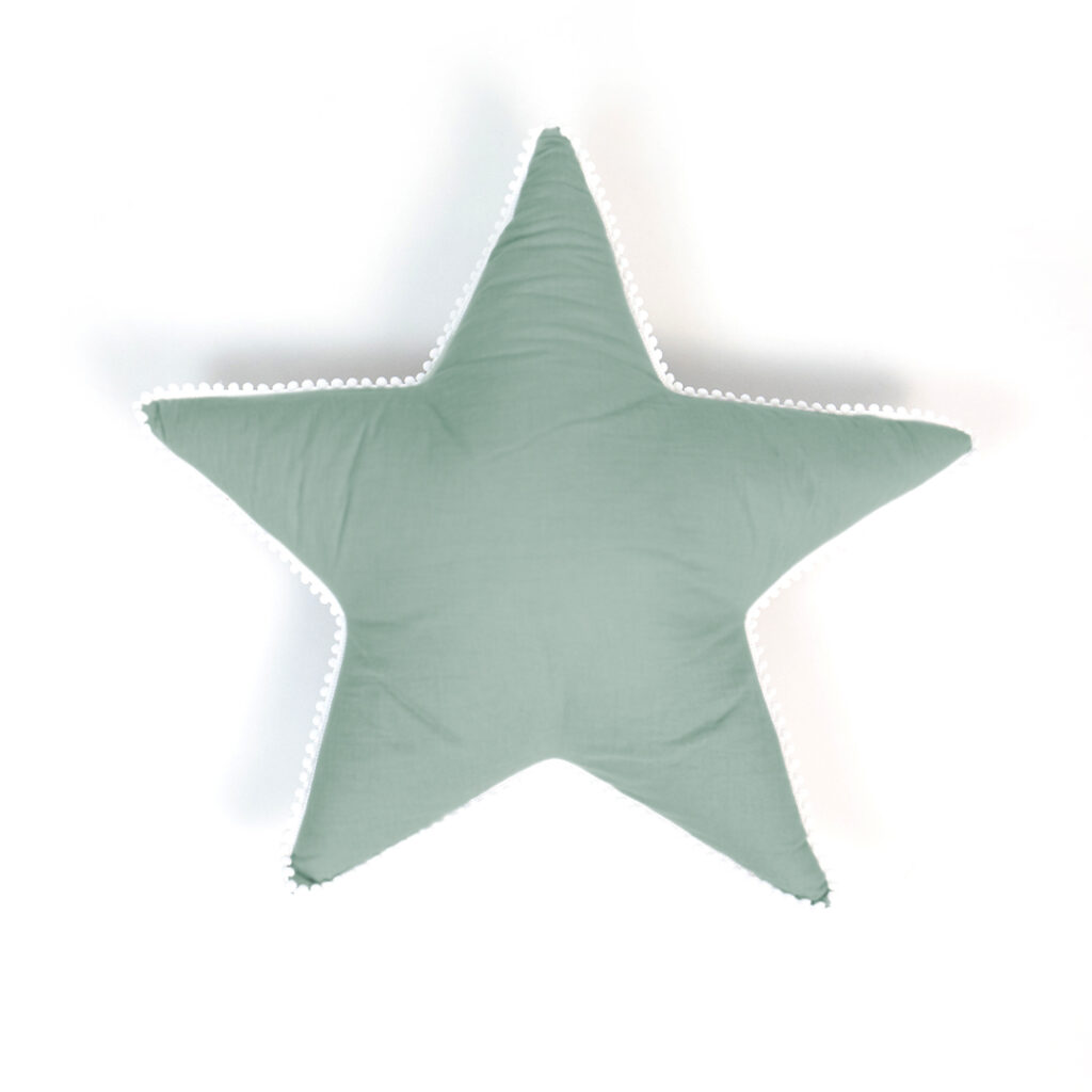 Vankúš Hviezda bavlnená s guličkami - starozelená - VÝPREDAJ