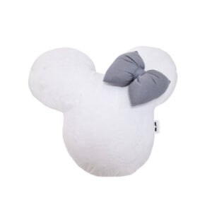 Vankúš Monie s bavlnenou mašľou - biela/tmavosivá - VÝPREDAJ