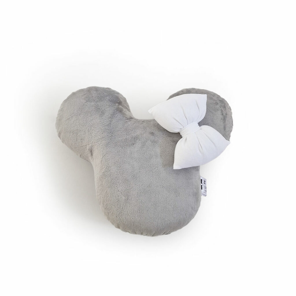 Vankúš Monie s bavlnenou mašľou - svetlosivá/biela - VÝPREDAJ