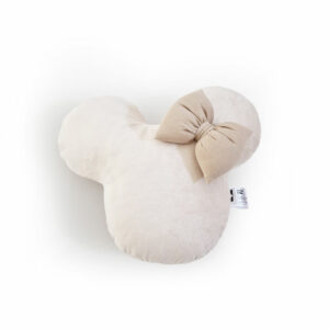 Vankúš Monie s bavlnenou mašľou - smotanová/svetlá béžová - VÝPREDAJ