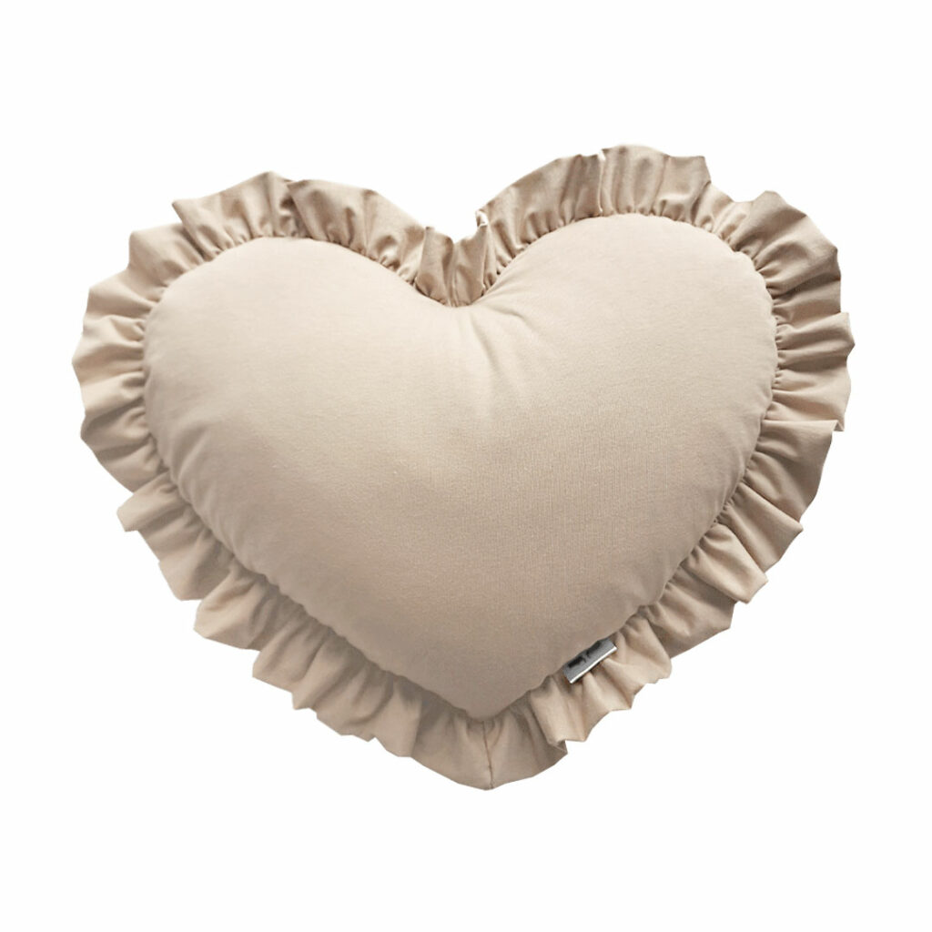 Vankúš Srdce bavlnené - svetlá béžová - VÝPREDAJ
