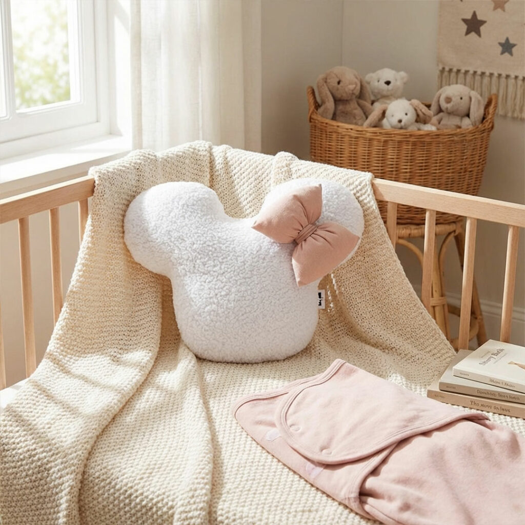 Vankúš Teddy Monie s bavlnenou mašlou