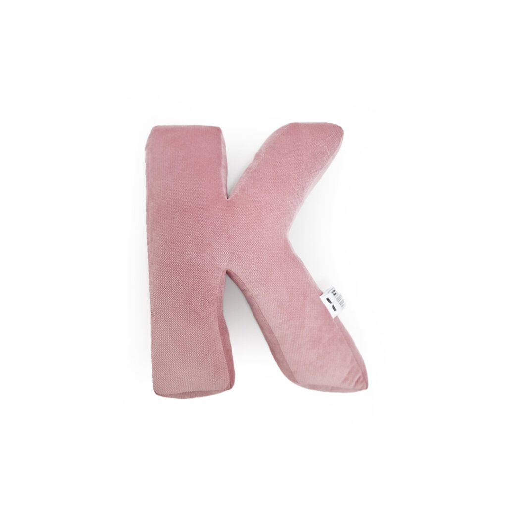 Vankúš velvet písmeno K - mauve - VÝPREDAJ