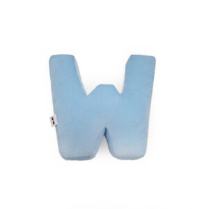 Vankúš velvet písmeno W - modrá - VÝPREDAJ